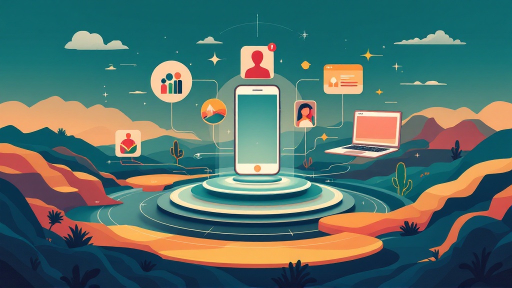 Illustration of a one-page website hub for South African creators and businesses, with digital content flowing into a single streamlined page.